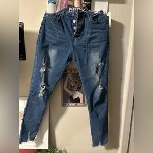 Pastels Clothing High Rise Distressed Jeans